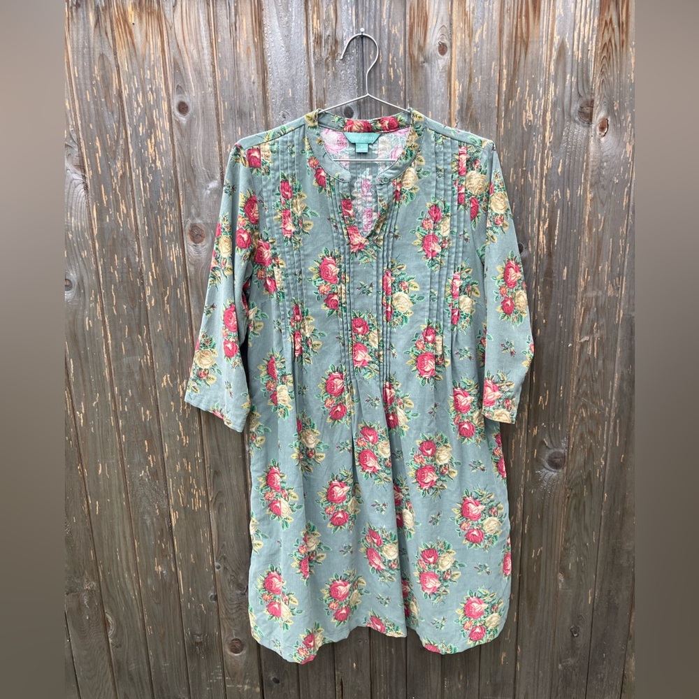 April Cornell Floral Midi Dress - Green and Pink
